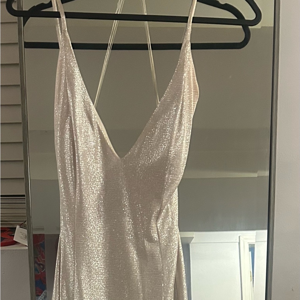 Aidan Mattox Sparkling Silver Dress